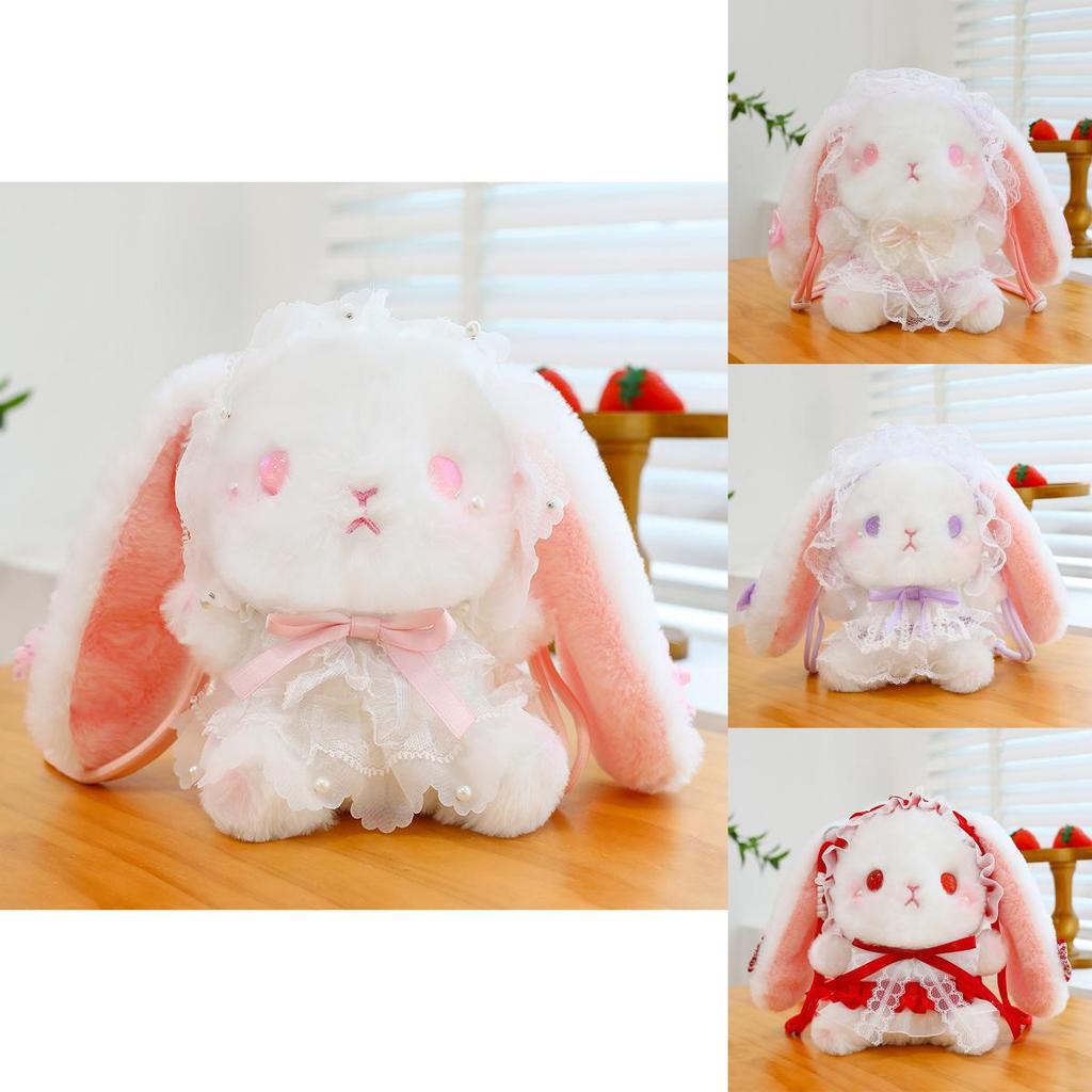 Lolita Style Plush Bunny Crossbody Bag With Cartoon Design For Girls And Kids