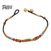 Holiday Gift for Her Bohemian Bracelet Women, Handmade Bamboo Joint Beaded Stackable Bracelet, Ethnic Style Boho Summer Jewelry Adjustable Slide