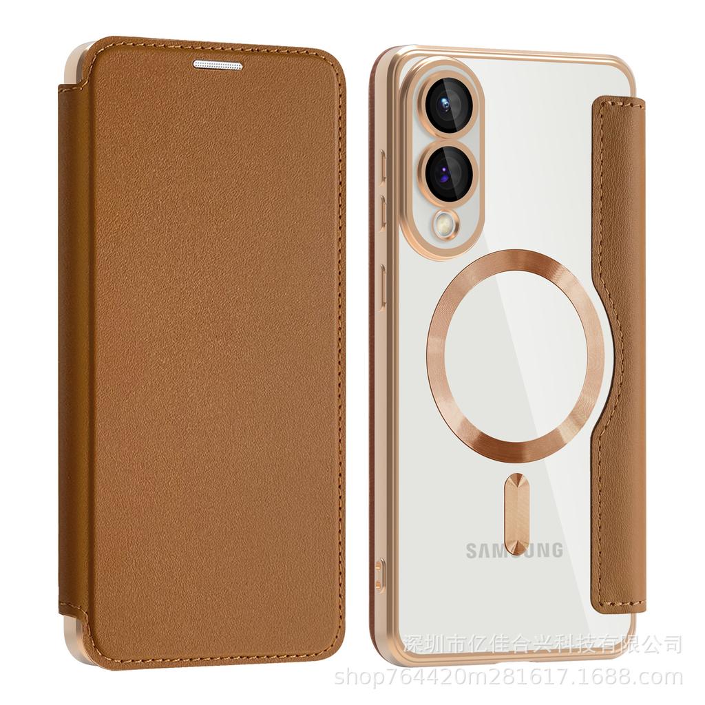 Geeignet für Samsung S25EDGE Business Flip Cover Goldener Schild Magnetische Ledertasche Handyhülle S24ULTRA Schutzhülle A05S
