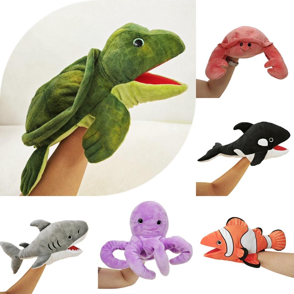 New Ocean Animal Plush Puppet Toy For Toddlers Interactive Shark And Turtle Hand Puppets Perfect Gift For Children Characters)