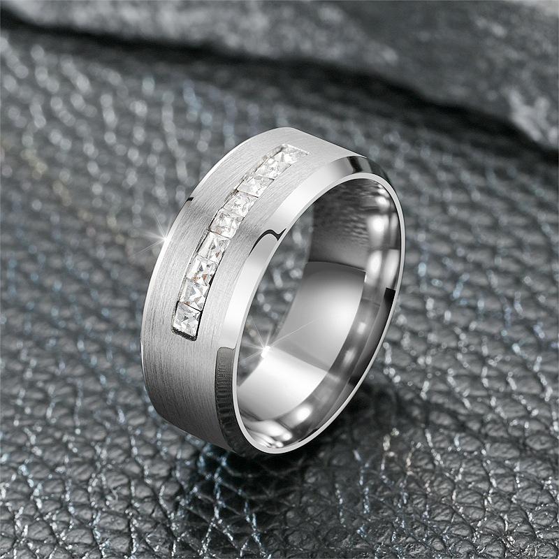 High-End Unisex Titanium Steel Zircon Couple Rings – Diamond Rings for Men & Women, Hot Selling Jewelry