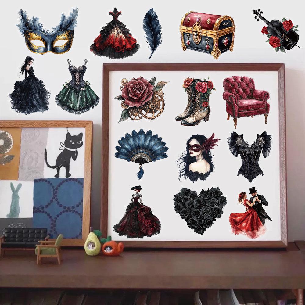 50 Sheets Creative Masquerade PET Transparent Stickers for Journals & Decor