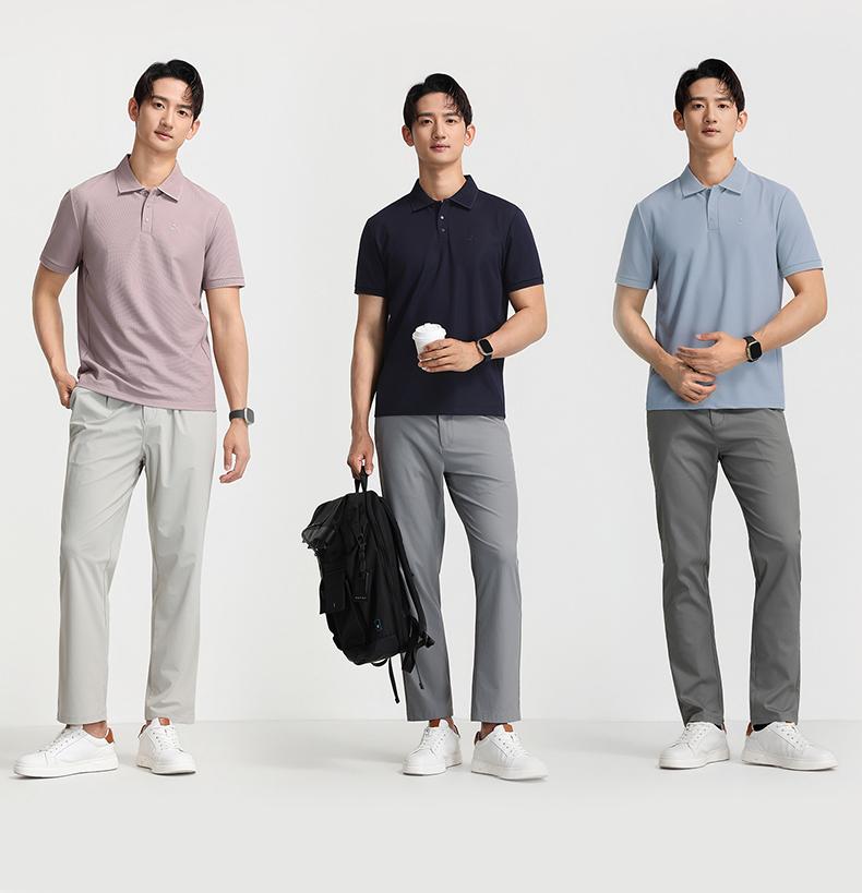 Langdeng Men's Summer Skin Friendly Quick Drying Waffle Polo Shirt