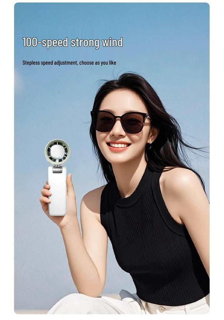 Turbo High-Speed Handheld Fan: Portable USB Rechargeable, 100-Speed Digital Display for Outdoor Cooling
