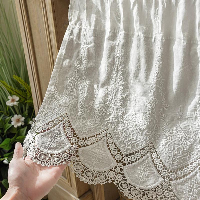 100% Cotton Vintage Embroider Fabric Blackout Short Curtains Kitchen Bedroom Bathroom Cabinet Home Decor Rod Pocket Cafe