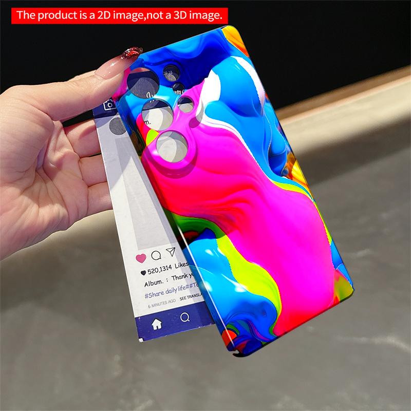 2DFlat Samsung Phone Case Vibrant Liquid Color Flow Phone Case Applicable To Galaxy S23 S24 S25ULTRA S26 A12 A14 A15 A16 A54 A55