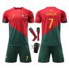 Children's Portugal Football Jersey Set World Cup Soccer Shirt Cristiano Ronaldo Number 7 Jersey Sports Suit