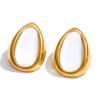 Yhpup Multi-Color Enamel Stud Earrings Waterproof Stainless Steel Daily Jewelry Mocha Black White Orange Color for Spring Summer