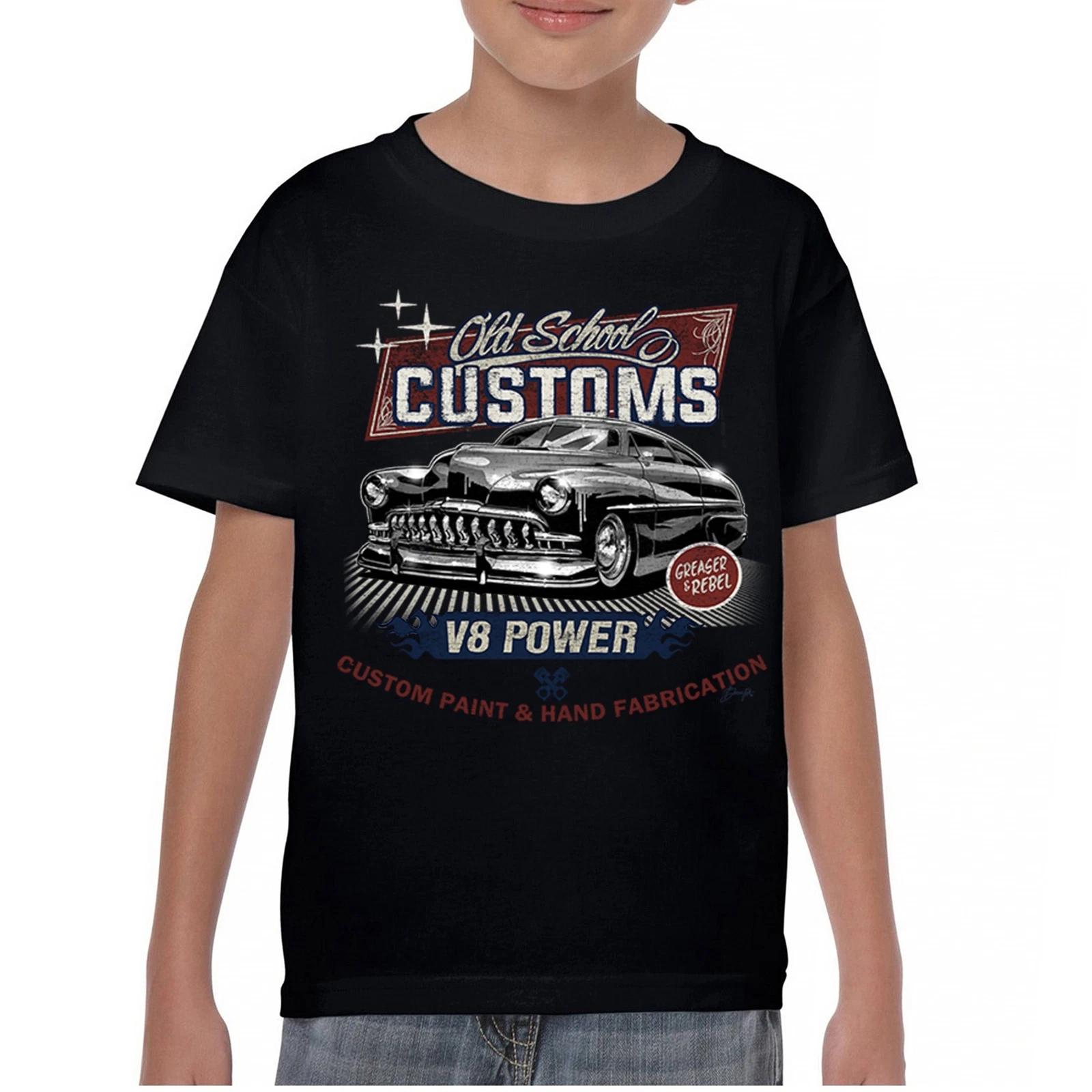 

Old School Custom V8 Youth kids boys T-Shirt Hot Rod Greaser & Rebel Classic Car Kids 150