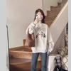 Crew neck sweater women's casual new bear foreign style loose love printing fleece thickened cover