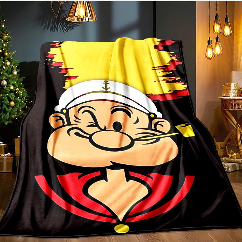 Po-peye And Olive In Action Blanket Flannel Throw for Sofa, Indoor, Camping, Living Room, Office, Chair, And Bed Soft Birthday Gift