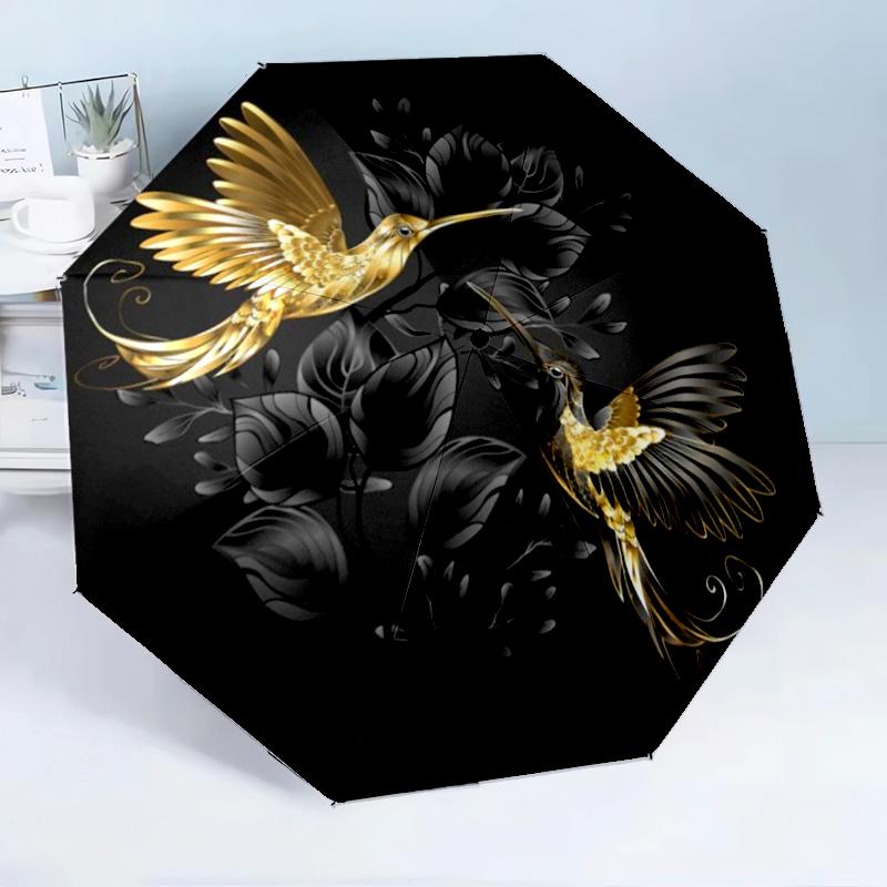 Hummingbirds And Roses Garden 8-Frame for Travel, Camping, Casual Lightweight Portable Umbrella, Essential for Every Family Holidays Birthday Gift