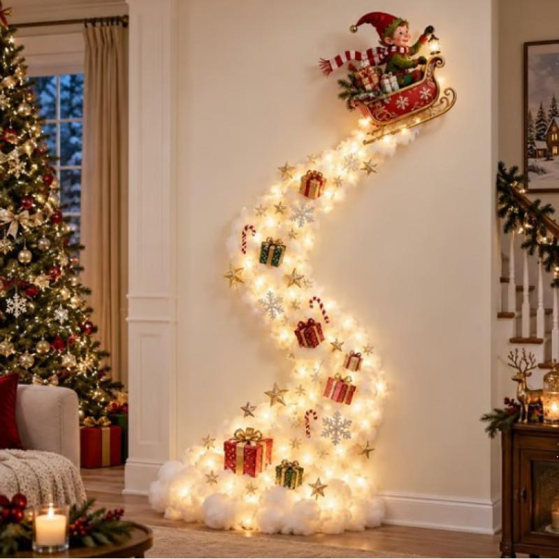 Glowing Christmas Door Hanger Festive Wall Decor Wooden LED Light Ornament