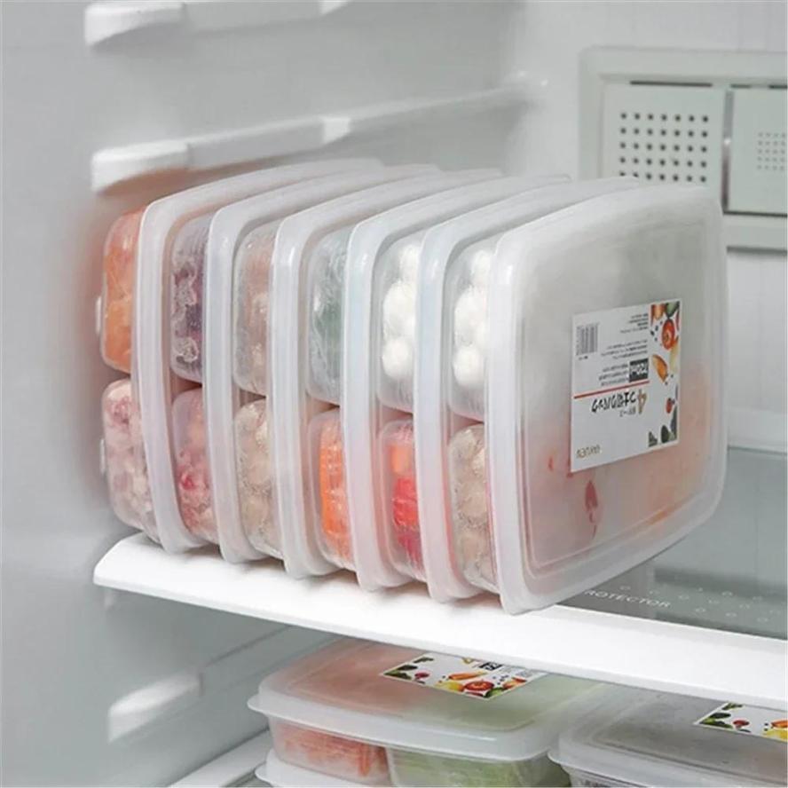 1 Pcs 4 Grids Storage Box Compartment Freezer Organizers Sub-Packed Meat Onion Ginger Vegetable Preservation Boxs
