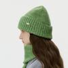Korean Solid Color Knit Beanie Hat Warm Ear Flap Cold Cap with Label Design for Men Women (excluding the scarf)
