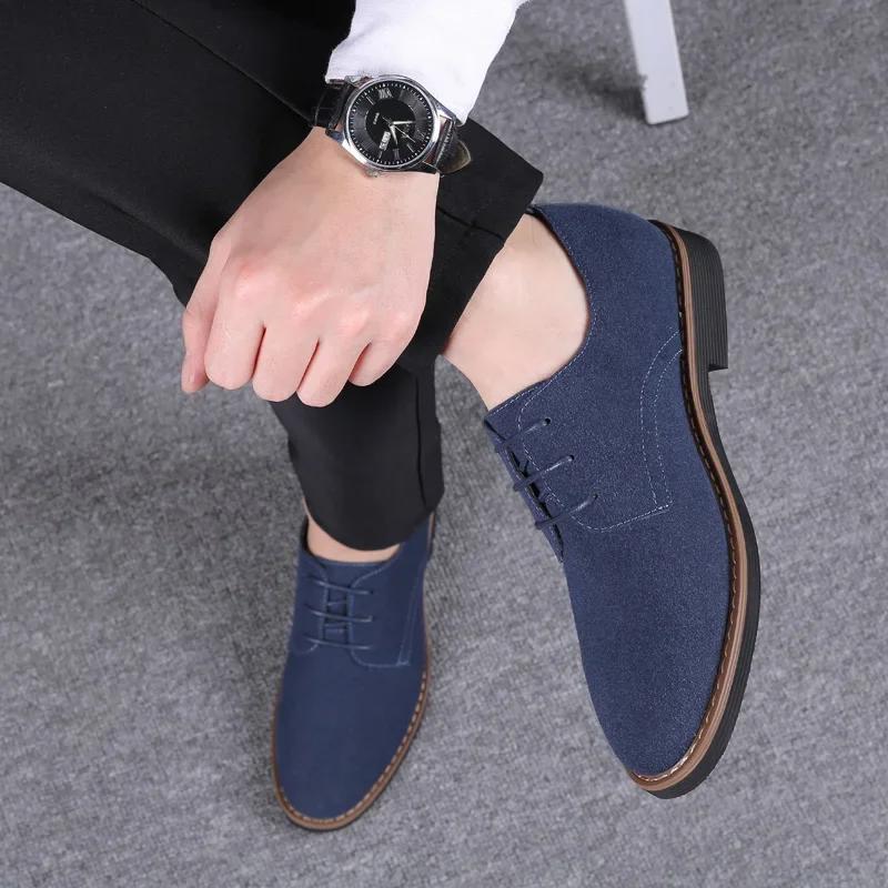 Men Oxfords Suede Leather Dress Shoes Men Casual Shoes Sneakers Luxury Brand Loafers Men Classic Flats derby shoes