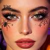 Water Transfer Body Stickers Halloween Makeup Eye Temporary Tattoos, Waterproof Spider Web Bat Eyeliner Scary Face Decals Shadow Tattoo Sticker