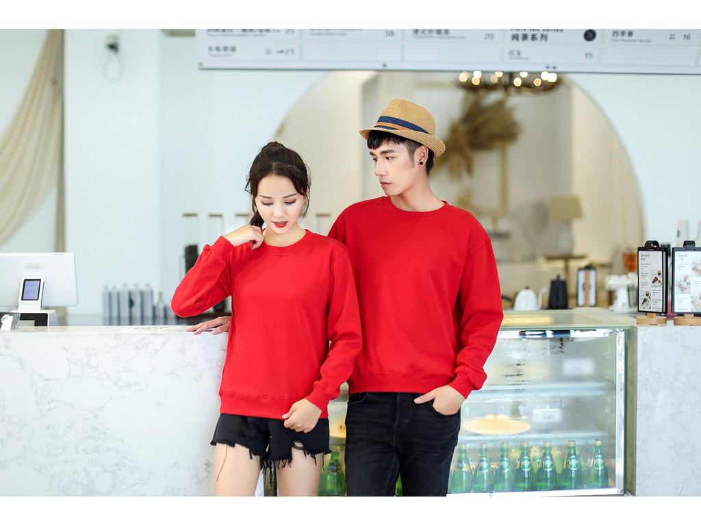 Autumn Solid Color Crew Neck Custom Sweatshirt for Couples & Groups