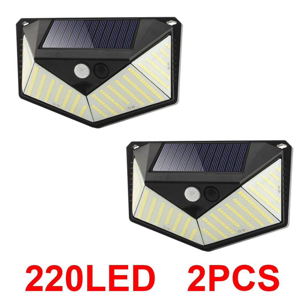 220LED Outdoor Solar Lights Waterproof Motion Sensor Wall Lamp 3 Lighting Modes Solar Powered Street Light for Yard Garden Decor