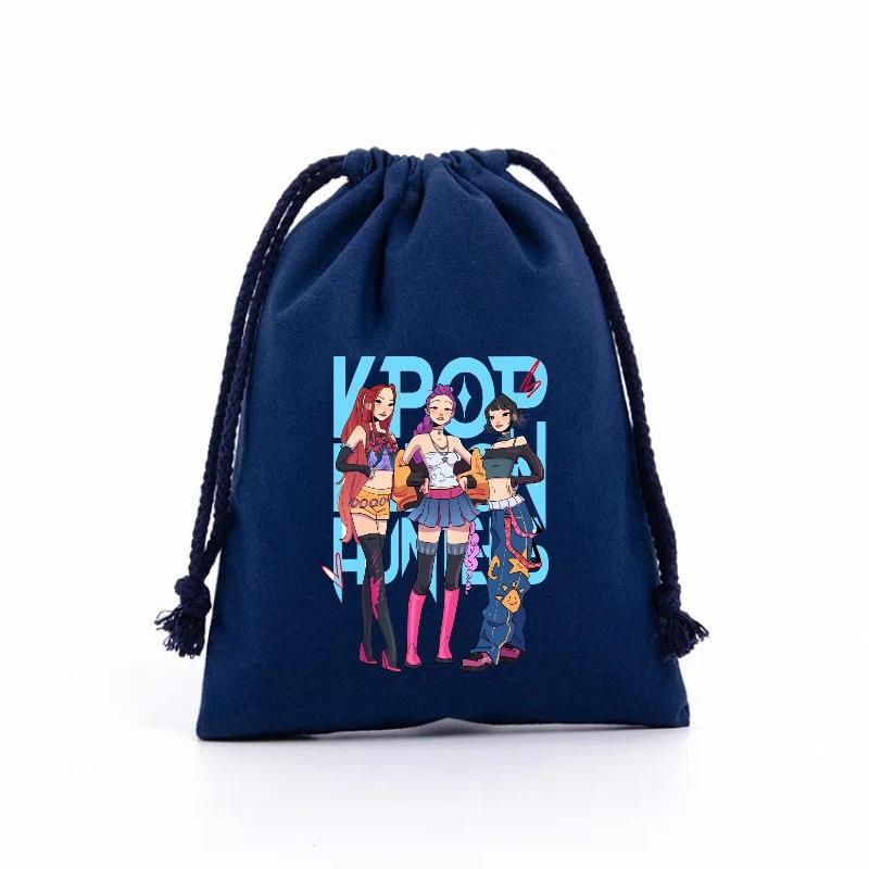 KPop Demon Hunters Storage Drawstring Bag Music Cartoon Party Cookies Candy Package Kids Gift Bags Print Cotton Key Pouch