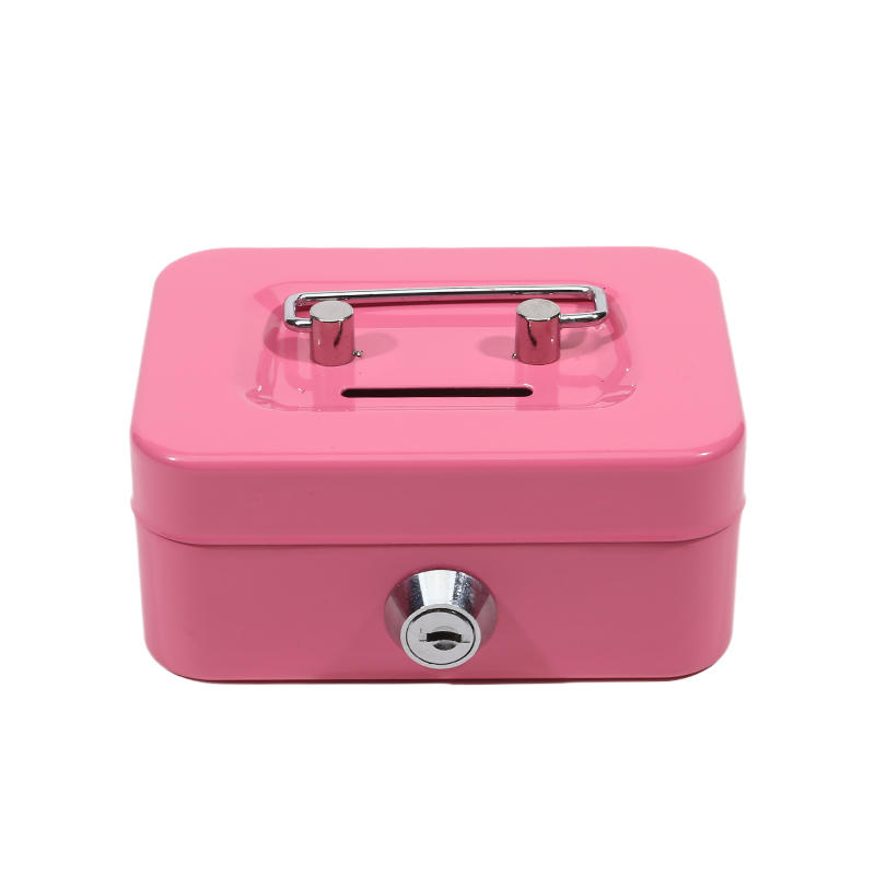 

Легкий Портативный Маленький Денежный Ящик с Замком и Прорезью Многоцелевой Дорожный Металлический Копилка-Сейф Органайзер One Size розовый