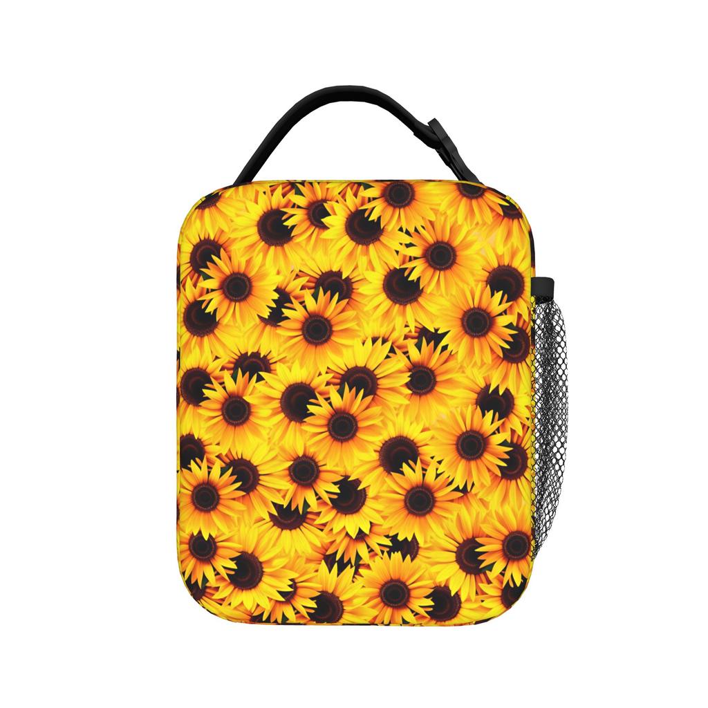 Sonnenblumenblüten-Cluster-Lunchtasche für Kinder, bedruckte Picknick-Lunchbox, Vintage, praktisch, Oxford-Kühltasche