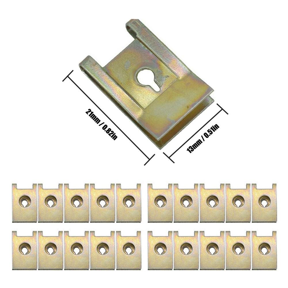 20pcs 6mm Bronze Tone Metal U-Type Clips and Screws for Secure Car Door Panel and Interior Weatherstrip Repairs