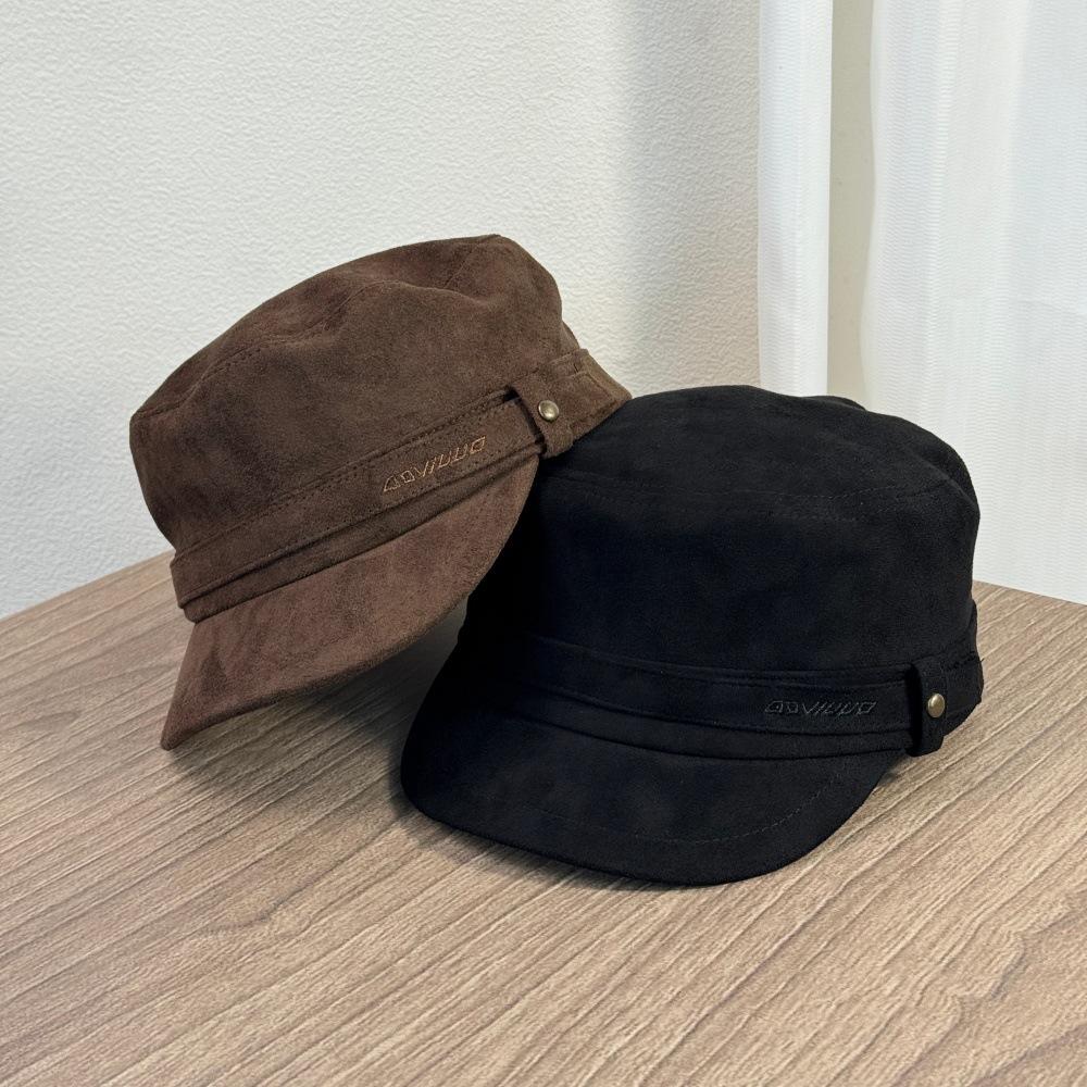 Fashion Hat new retro suede embroidered flat top hat early autumn Korean versatile face small ins wind cap retro women's