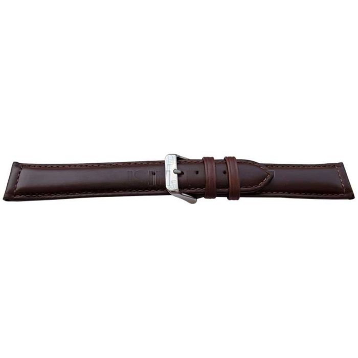 Bracelet montre - MY-MONTRE - Cuir lisse brun - 20/18 mm - Cuir veau italien - Rembourré 4,9mm