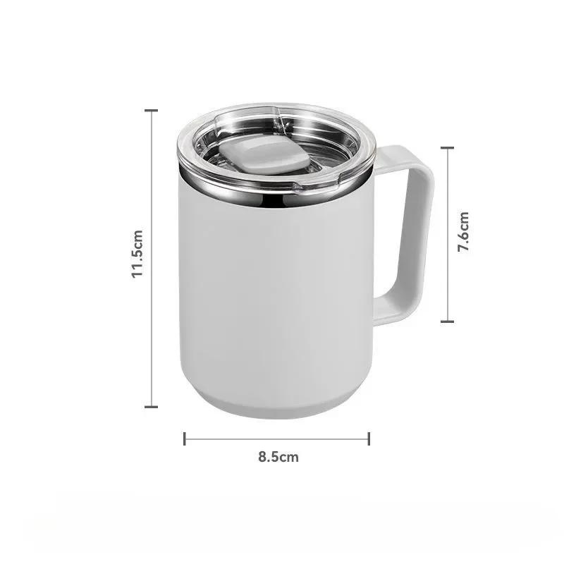 450ml Stainless Steel Mug Vacuum Mug With Handle and Lid Leak-Proof Coffee Cup Thermos For Home Office Milk Cup Water Bottle