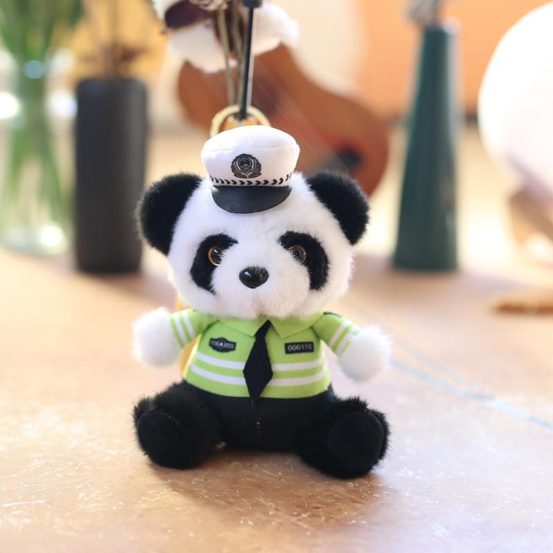 And Police Fire Fighter Panda Animal Plush Keyring With Short Pile For Gifts