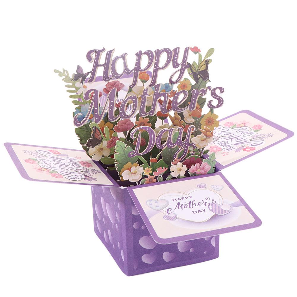Butterfly 3D Mother's Day Card Best Wishes Flower Pop Up Card Mom Greeting Card Party Decoration