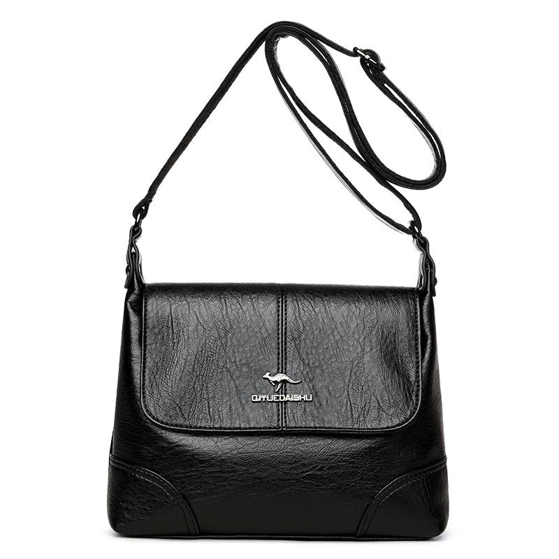 

Сумка с откидным верхом, Модная и простая, Сумка через плечо из мягкой кожи, Многослойная сумка большой вместимости