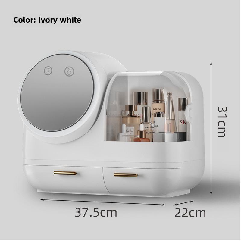 Creative LED Cosmetic Storage Box: Influencer Desktop Organizer with Large Capacity & Dustproof Skincare Holder