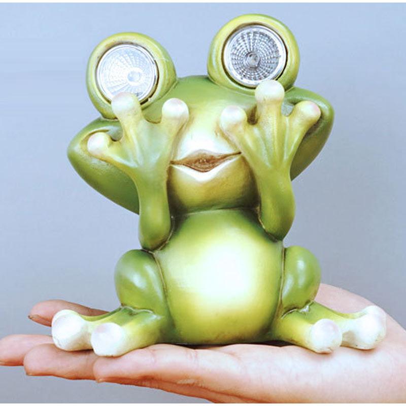 Frog Ornament Solar Light Home Decor Accessories Kawaii Resin Craft Desktop Figurines Living Room Decoration Kids Room Ornaments