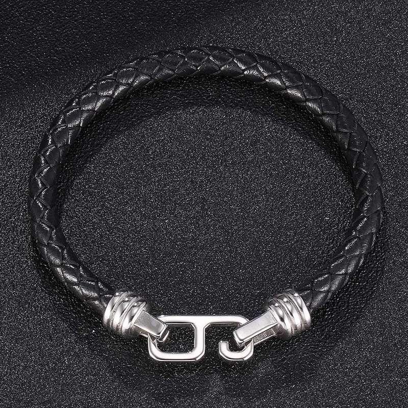 New Design Braided Leather Bracelet For Men Women Stainless Steel Clasp Male Bracelets Bangles Men Jewelry Gift