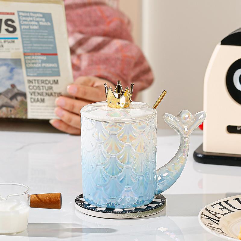 Creative fish scale, mermaid mug, continental breakfast cup, personalized fish tail coffee mug, novelty water cup