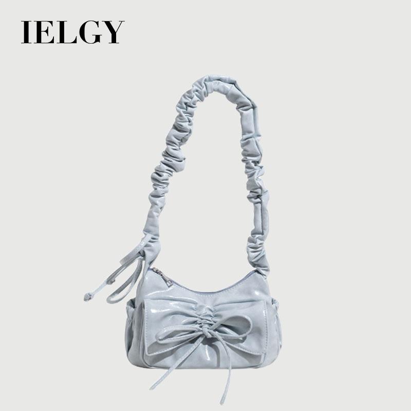 IELGY Hot Girl Style Sweet Bowknot Pleated Portable Underarm Bag Fashion One-Shoulder Tote Bag