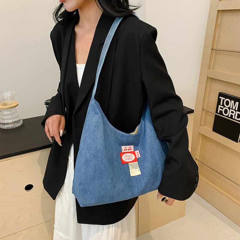 Original Denim Bag, Old and Large-capacity Shoulder Oblique Span Bag 2025 New Literary and Artistic Dual-purpose Schoolbag Trendy Girl