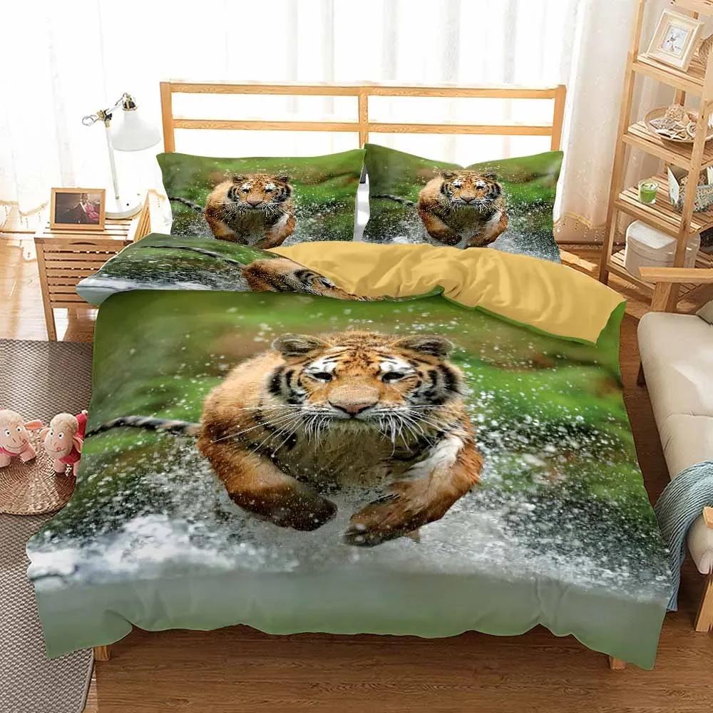 Comforter Tiger Bedding Set Bedclothes Printed 3D Animals S Double Bed Super King Queen Single Adult Size S Hot