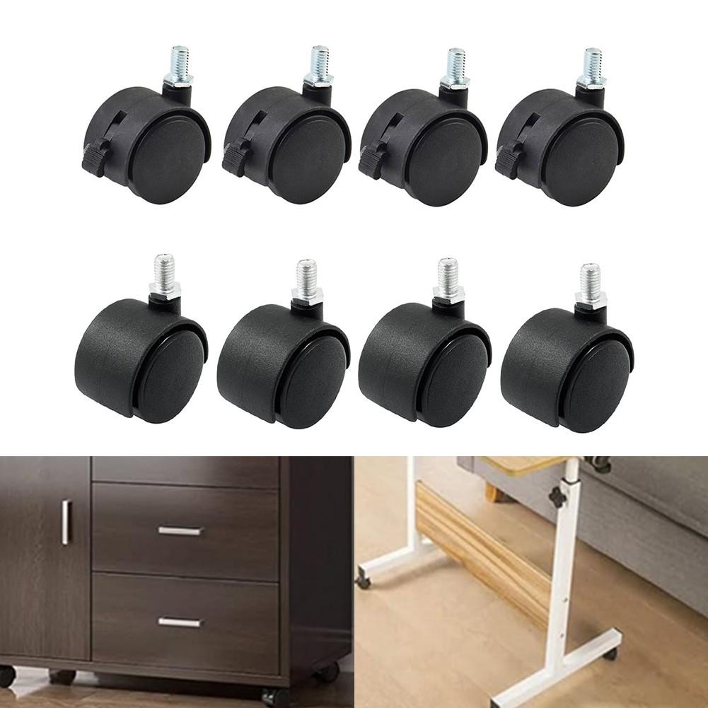 Caster Wheel Replacement for Furniture Set of Four Black Nylon M8 Stem