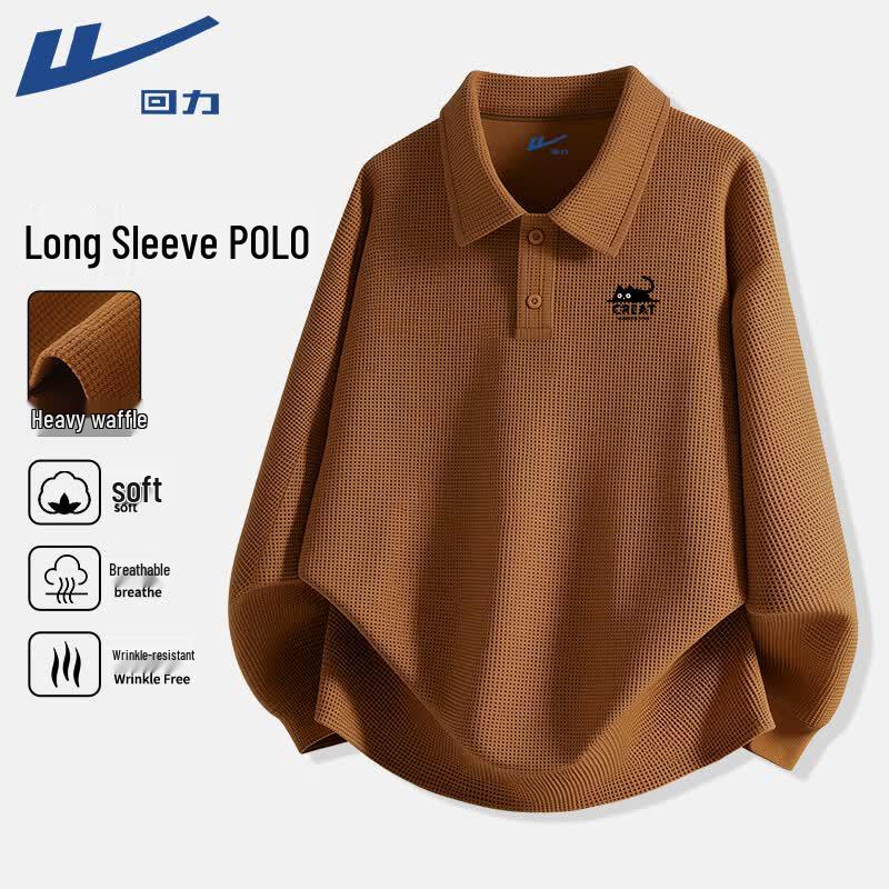 Warrior Men's Waffle Knit Long Sleeve Polo Shirt
