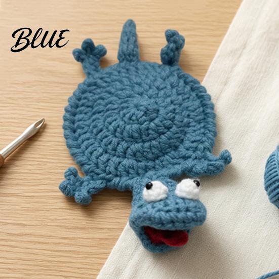 Fun Drink Coaster Lizard Coaster Handmade Crochet Animal Cup Mat Cute Soft Knitted Little Coasters for Desk Funny Stress Relief Gift Women Men Hot