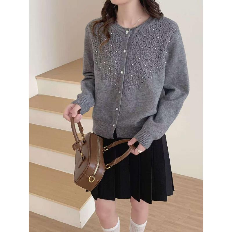 Hollow Knitted Cardigan Top Women's New High-end Design Sense Lazy Wind Soft Waxy Casual Versatile Sweater Jacket