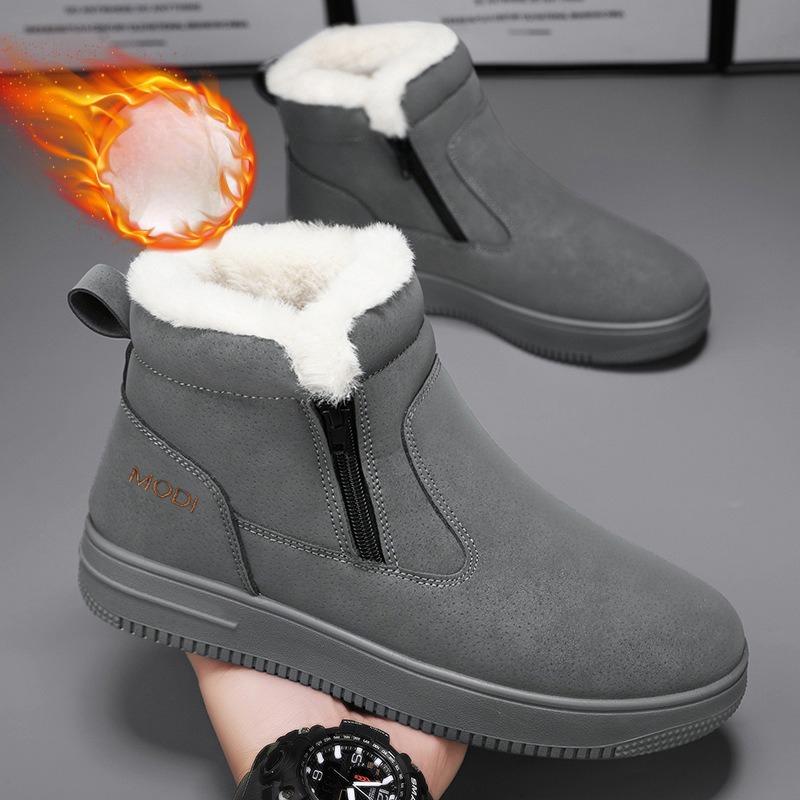 Men Boots Winter Shoes Waterproof Non-slip Fur Integrated Warm Thermal Shoes, Fleece Lined Outdoor Snow Boot Footwear