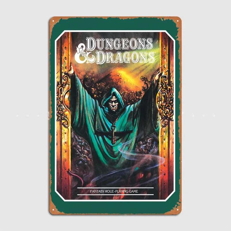 D-Dungeons And Dragons Posters Bedroom Decoration Game Signs Wall Art Vintage Metal Tin Sign for Gamer Room Wall Decoration Home