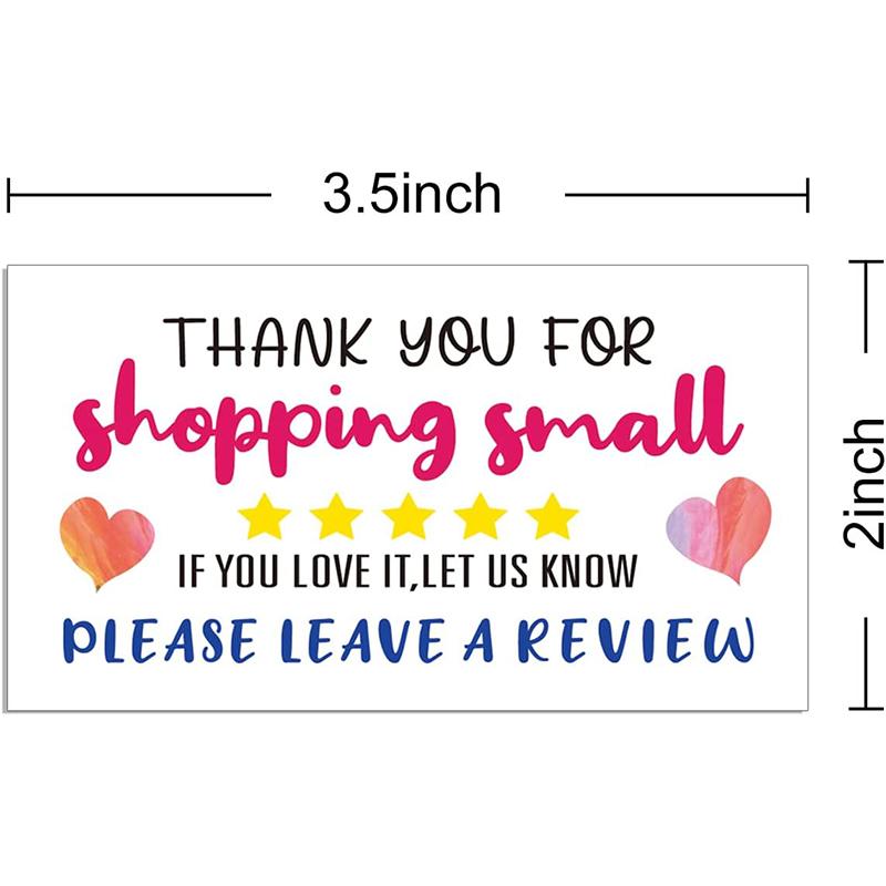 50pcs Thank You For Shopping Thank You Card Heart Shopping Purchase Greeting Cards for Small Business Owners Package Inserts