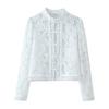 European & American Style Frog Button Lace Crochet Stand Collar Women's Shirt