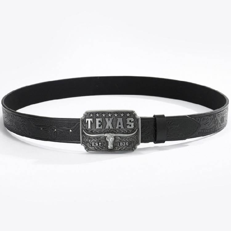 Western-Stil Herrengürtel Cowboy-Hüftband mit silberner Stierkopf-Verzierung für Trendsetter und Stil-Enthusiasten