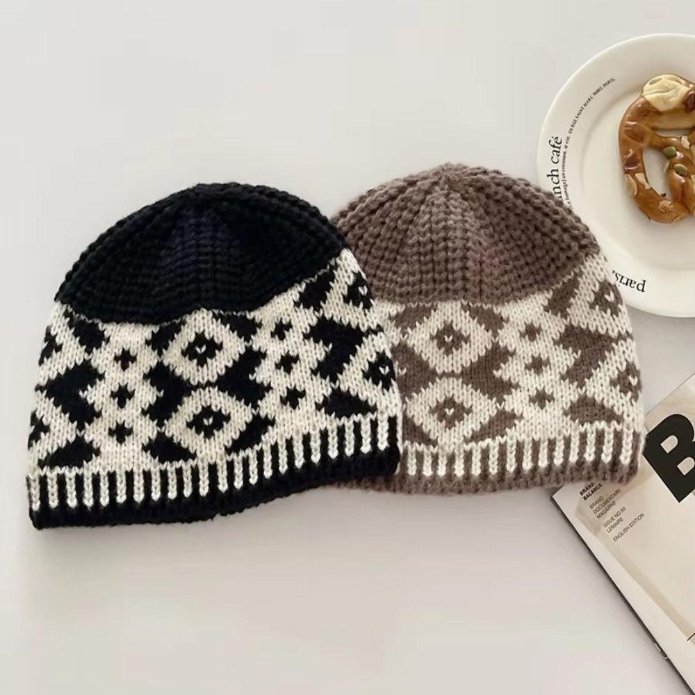 Keep Warm Winter Hat Thickened Pompoms Hat Casual Knitted Cap  Women